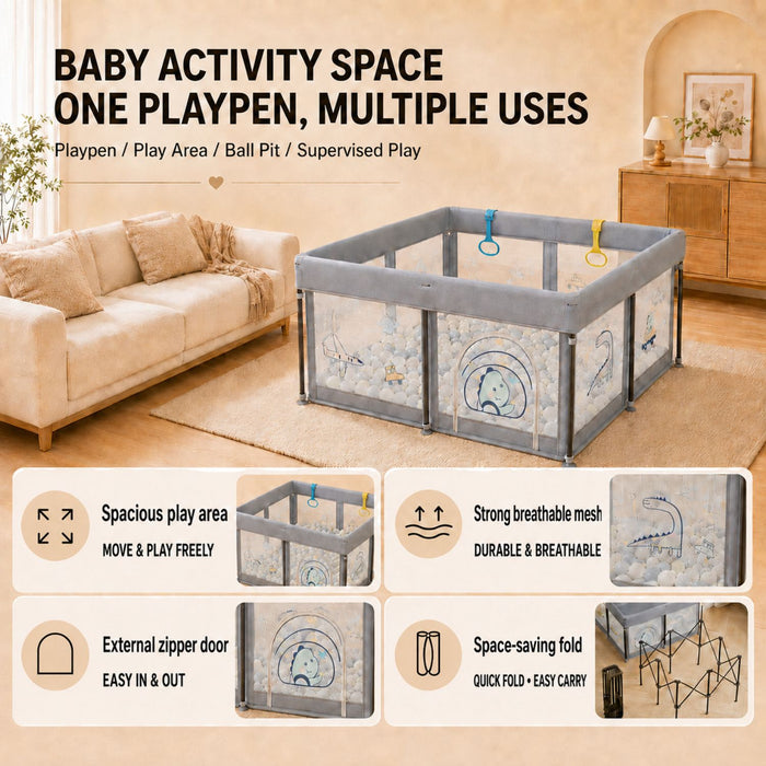 [SG Ready Stock] Baby Playpen Foldable / Fixed Frame Kids Play Yard Ball Pit Indoor Safety Fence