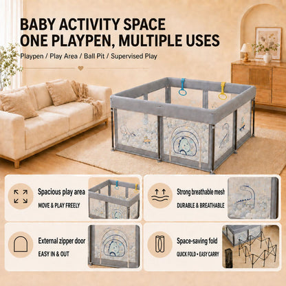 [SG Ready Stock] Baby Playpen Foldable / Fixed Frame Kids Play Yard Ball Pit Indoor Safety Fence
