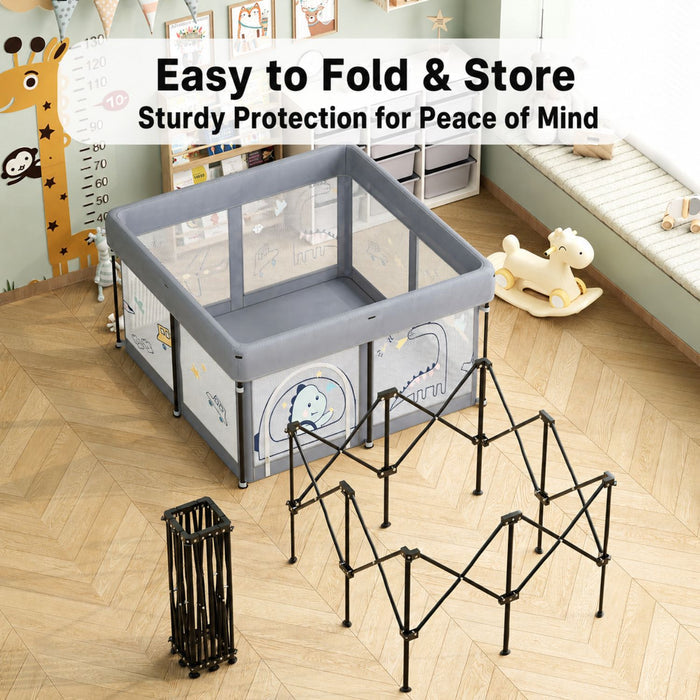 [SG Ready Stock] Foldable Baby Playpen No Assembly Portable Kids Play Yard Ball Pit Safety Fence