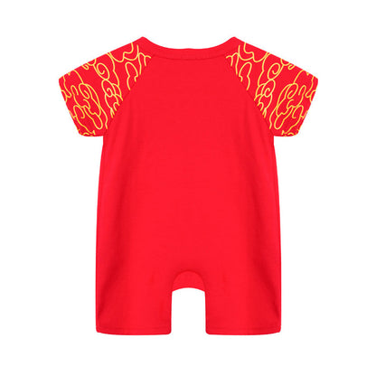 Baby Boy Red Cheongsam Romper My First Chinese New Year & Leave Ang Bao Here - Little Kooma