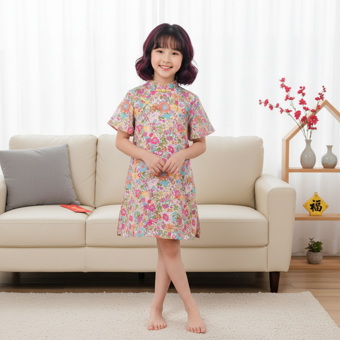 Singapore Souvenir Gift Floral Baby Kids Girl Cheongsam Dress 0854 - Little Kooma
