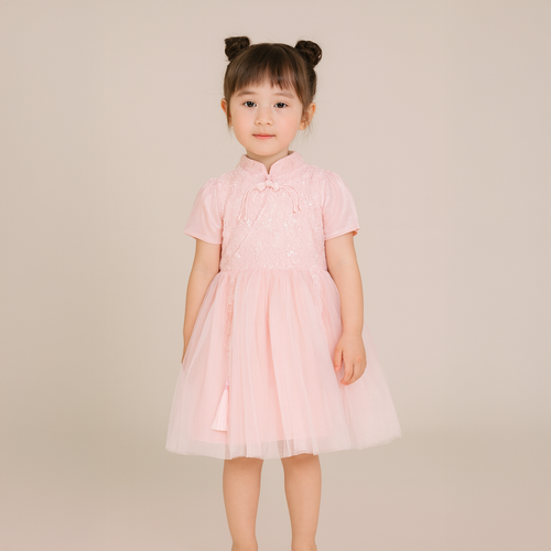 Singapore Souvenir Gift Pink Unicorn Lace Voile Baby Kids Girl Cheongsam Dress 0851 - Little Kooma
