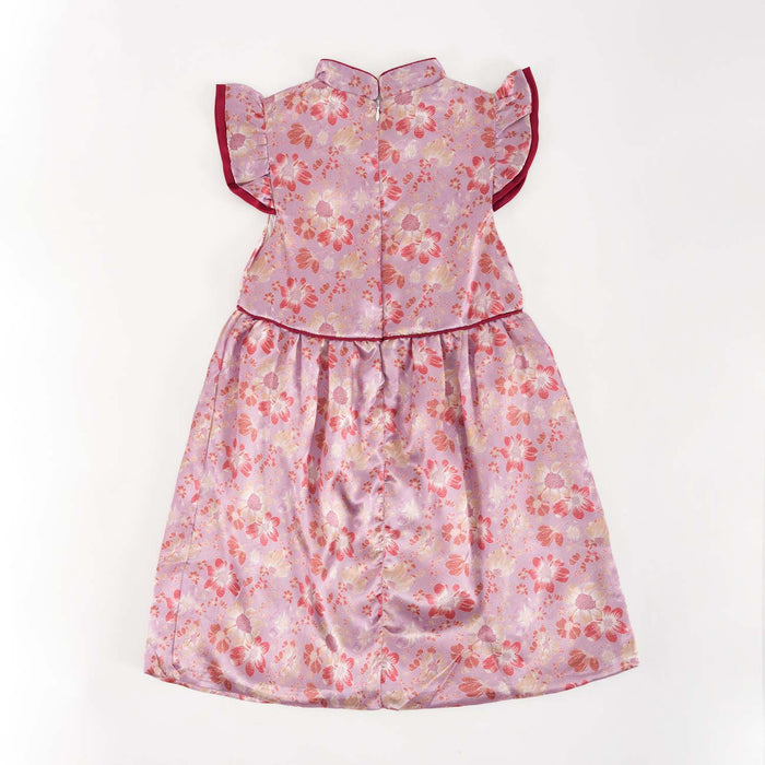 Singapore Souvenir Gift Purple w Flowers Baby Kids Girl Cheongsam Dress 0849 - Little Kooma